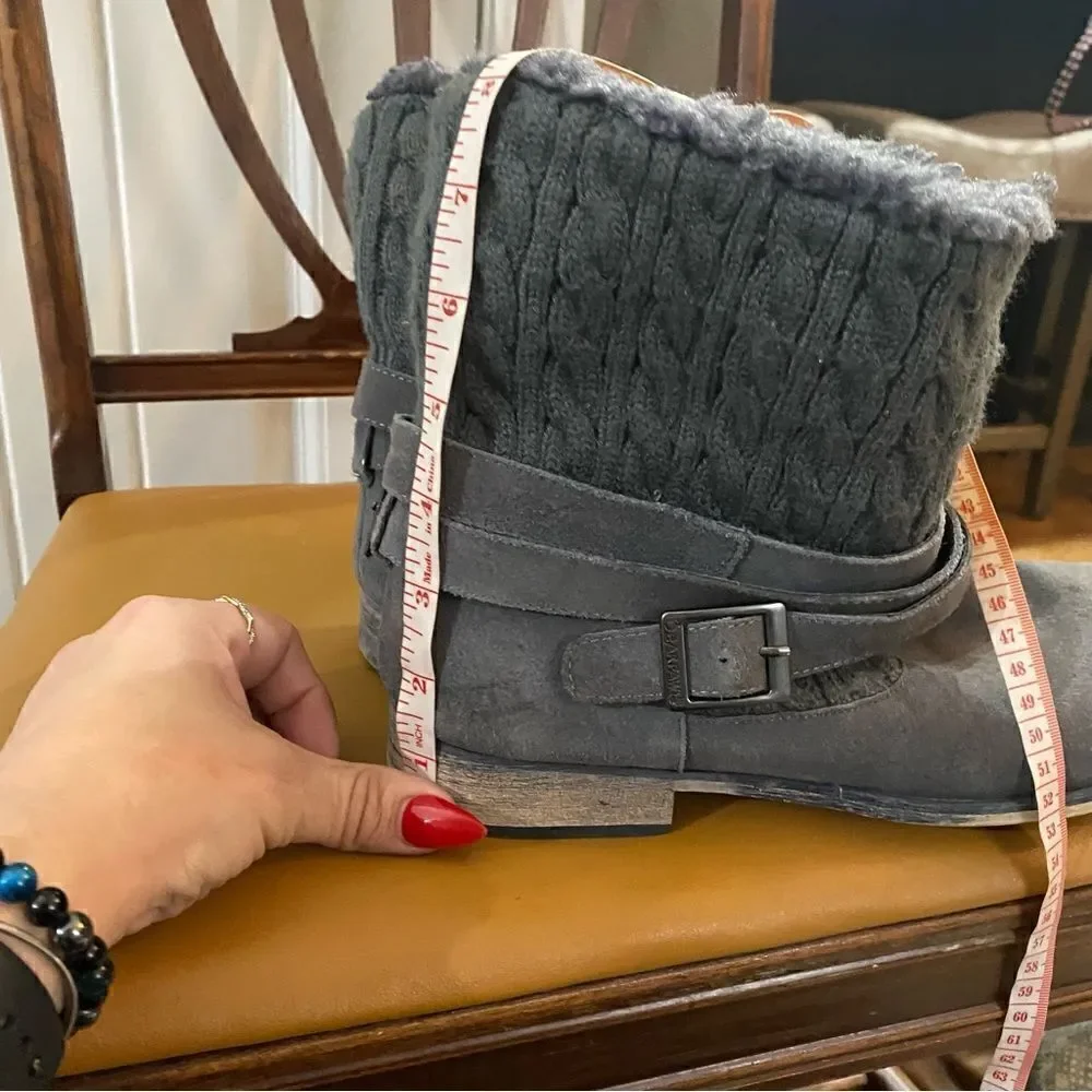 Bearpaw Shania Grey Suede Boots Shearling Lining